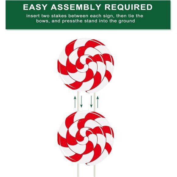 Christmas Peppermint Candy Decorations 44 Inch Xmas Yard Signs w LED - Picture 4 of 7